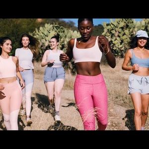 Outdoor Voices Light Pink Sports Bra and Active Shorts Set